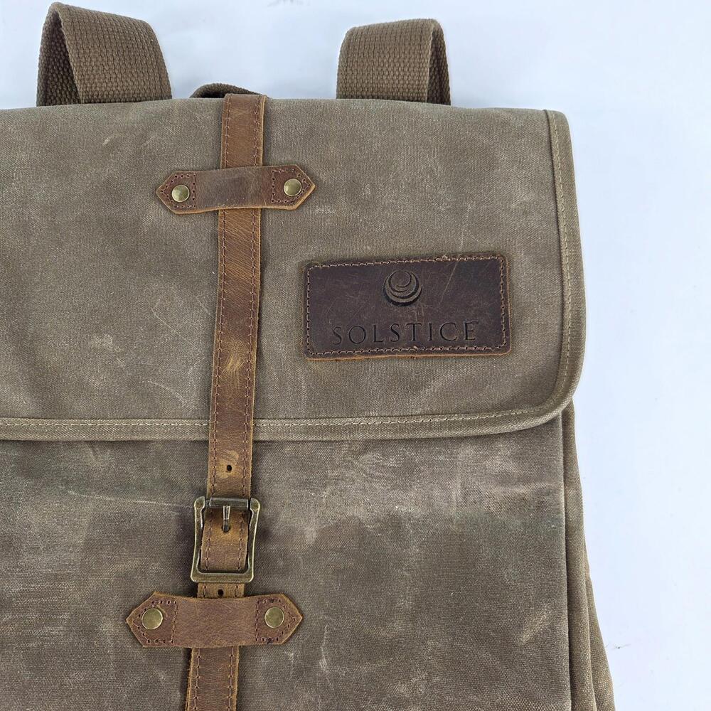 Solstice Oil Waxed Canvas Backpack Rucksack Brown Travel Outdoor Backpacks Bag - Picture 6 of 14
